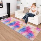 Fluffy Colorful Rug for Bedroom 2x6 ft Kawaii Tie-Dyed Area Rug Non Slip Cute - Image 4