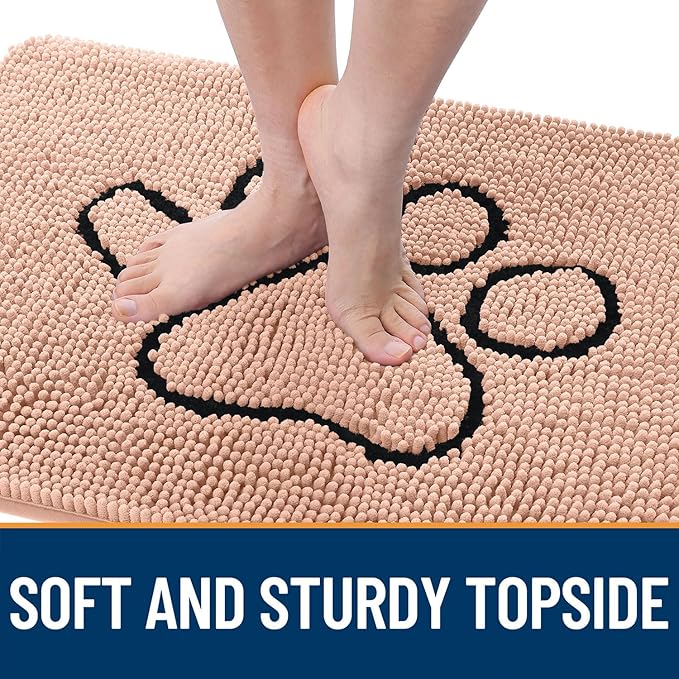 OLANLY Dog Door Mat for Muddy Paws 36x24, Paw Print Design, Absorbs Moisture - Image 4