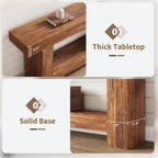 Garvee 63" Farmhouse 2-Tier Console Table for Entryway, Retro Brown
