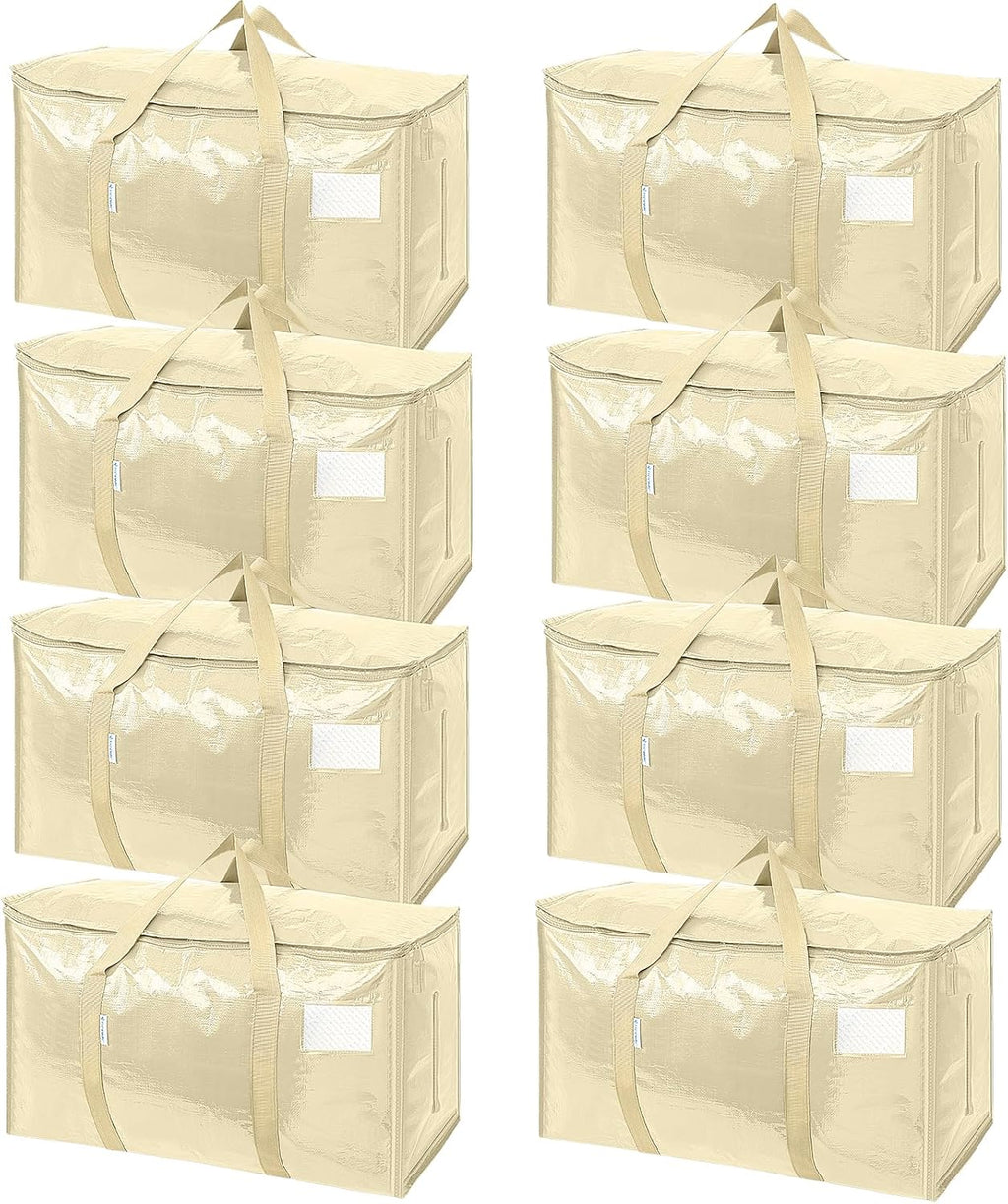 TICONN 8 Pack Extra Large Moving Bags Heavy Duty with Zippers & Carrying Handles, Durable Storage Bags Moving Boxes for Closet Organizers and Storage (8 Pack, Blue)