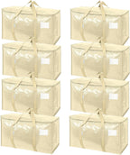TICONN 8 Pack Extra Large Moving Bags Heavy Duty with Zippers & Carrying Handles, Durable Storage Bags Moving Boxes for Closet Organizers and Storage (8 Pack, Blue)