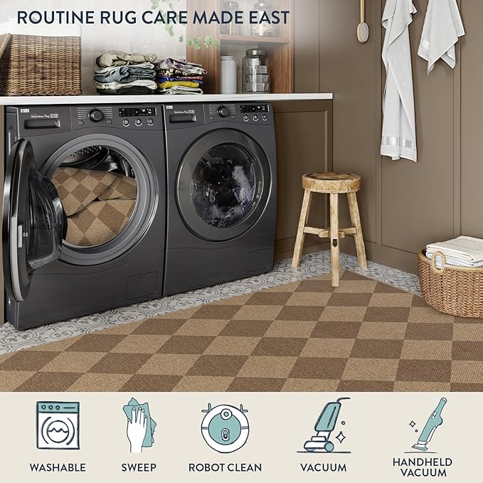 Lahome Colette Checkered Easy Jute Runner Rug, 2x6 Kitchen Mats - Image 5