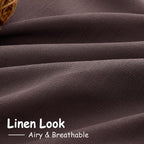 Linen Curtains Semi Sheer Coffee Brown 96 Inches Long 2 Panels Set - Image 3