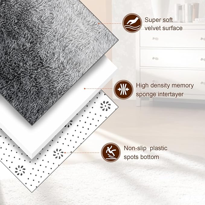 TWINNIS Super Soft Shaggy Rugs Fluffy Carpets, 8x10 Feet, Indoor Modern Plush - Image 2