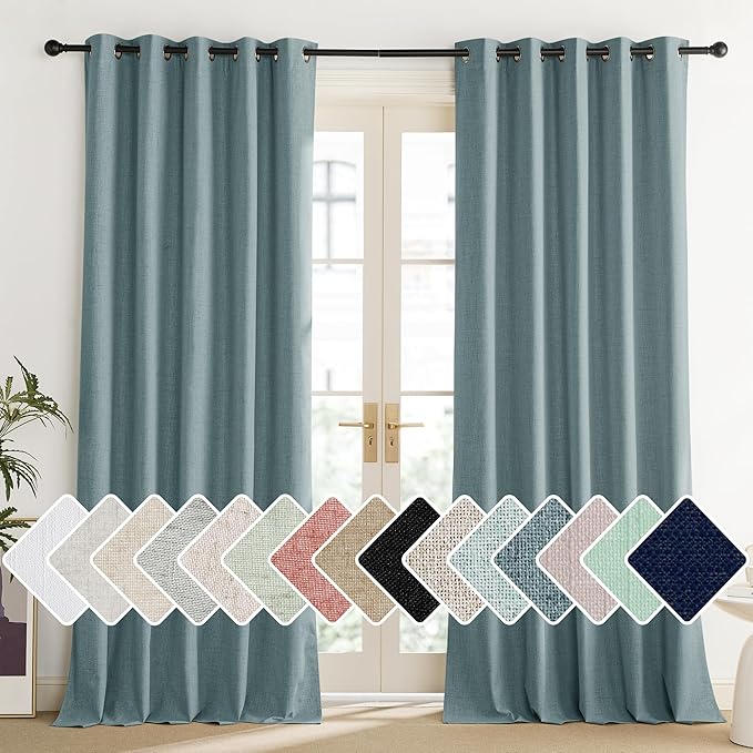 NICETOWN 100% Absolutely Blackout Linen Curtains - Image 2