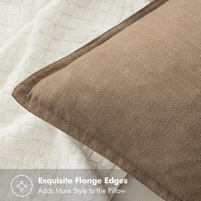MIULEE Decorative Linen Pillow Covers 16x16 Inch Khaki Boho Farmhouse Neutral - Image 2