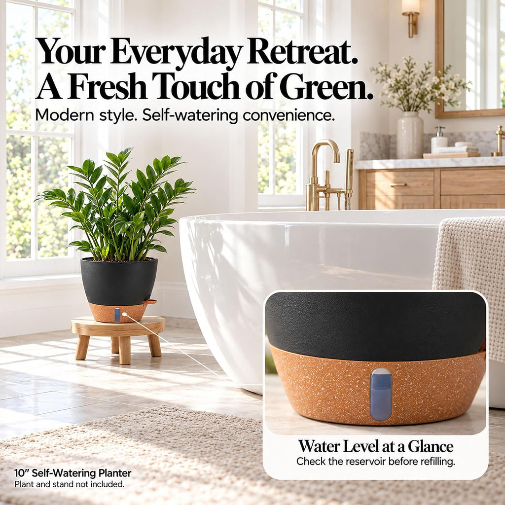 2 Pack 10 inch Plant Pots, Plastic Self Watering Planters