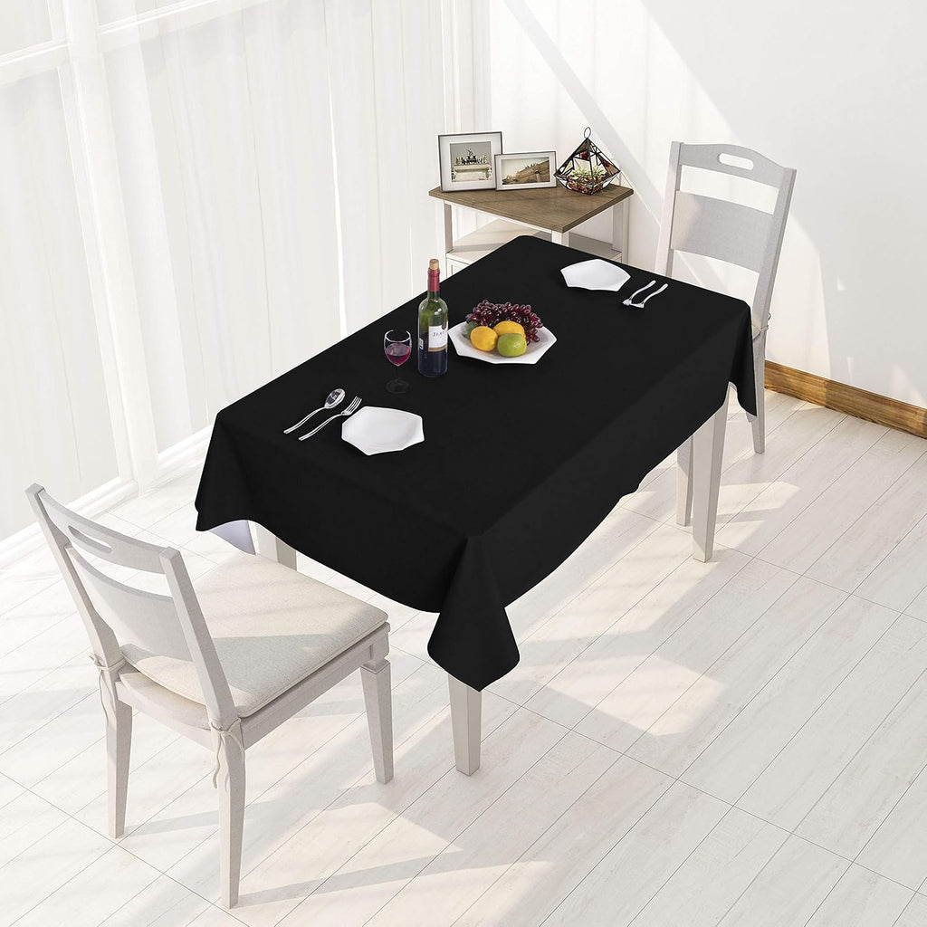 sancua Waterproof Rectangle Vinyl Tablecloth Table Cloth 60x84 Inch, Black