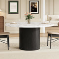 ComfyCorner 47" Round Dining Table, Circle Fluted Kitchen Table Only Marble