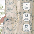 jinchan Floral Curtains Lined Linen Blend Curtain - Image 2