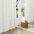 Nanspring Beige White Linen Curtains 84 Inch Length 2 Panels Set for Living Room Rod Pocket Back Tab Light Filtering Window Drapes for Bedroom Dining Room Protect Privacy Home Decor