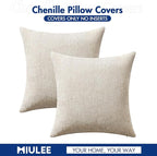 MIULEE Pack of 2 Euro Sham Pillow Covers 24x24 Inch Neutral Beige Modern Boho - Image 7