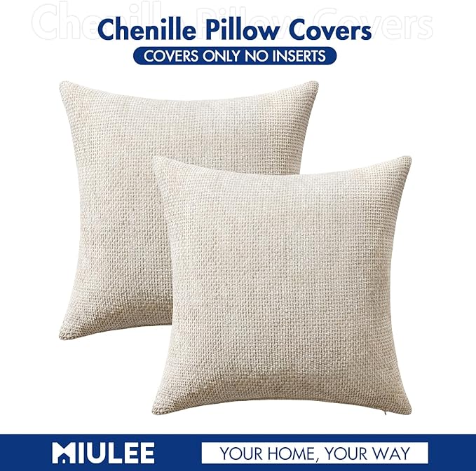 MIULEE Pack of 2 Couch Throw Pillow Covers 20x20 Inch Neutral Beige Modern Boho - Image 7