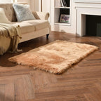 duduta Beige Faux Sheepskin Fur Rug 3x5 ft, Fluffy Shag Bedroom Dorm Nursery - Image 3