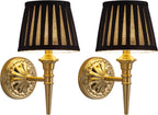 KDG Cordless Gold Wall Sconces Set of 2, Black Fabric Lampshde Wall Lamps