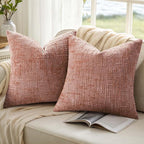 decorUhome Summer Pink Chenille Throw Pillow Covers 18x18 Set of 2 Textured - Image 9