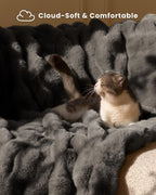Ultra Soft Cozy Faux Fur Throw Blanket-Fuzzy Plush Thick Bubble Blanket, Fluffy Blanket for Couch, Sofa, Bedroom, and Living Room, 50x60 Inches, Dark Grey Taupe