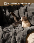 Ultra Soft Cozy Faux Fur Throw Blanket, Fuzzy Plush Thick Bubble Blanket - Image 5