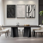 Framed Black and White Abstract Wall Art for Living Room, 3 Piece 24x36 In