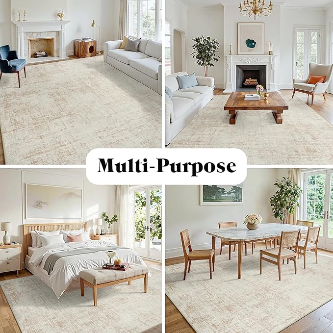 10x12 Area Rugs for Living Room Washable Rug: Anti-Skid Abstract Modern Living - Image 3