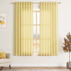 Yellow Linen Curtains 63 Inches Long by Nanspring