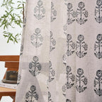 jinchan Linen Floral Curtains for Living Room 63 Inch Length Black Flower - Image 3