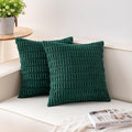Pack of 2 Corduroy Decorative Throw Pillow Covers 22x22 Inch Soft Striped by Unknown