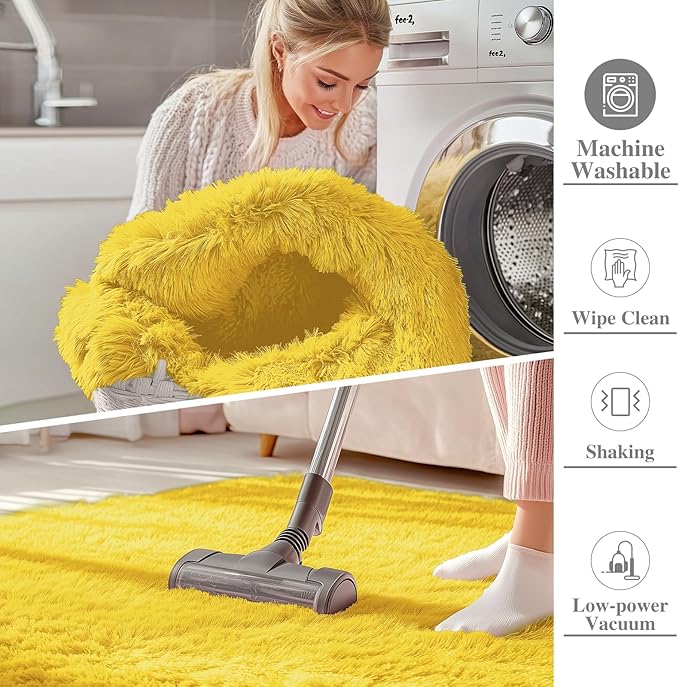 OLANLY 3x5 Machine Washable Small Bedside Rug, Soft Fluffy Shaggy Rugs - Image 2