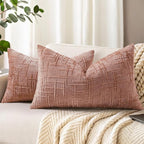 decorUhome Summer Pink Chenille Throw Pillow Covers 12x20 Set of 2 Textured by decorUhome
