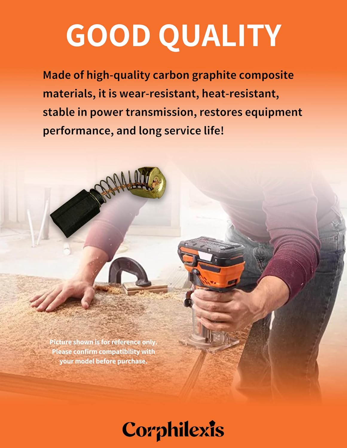 Corphilexis 8 Pcs 290108002 Carbon Brush for Ridgid R2400 R2401 Trim Router