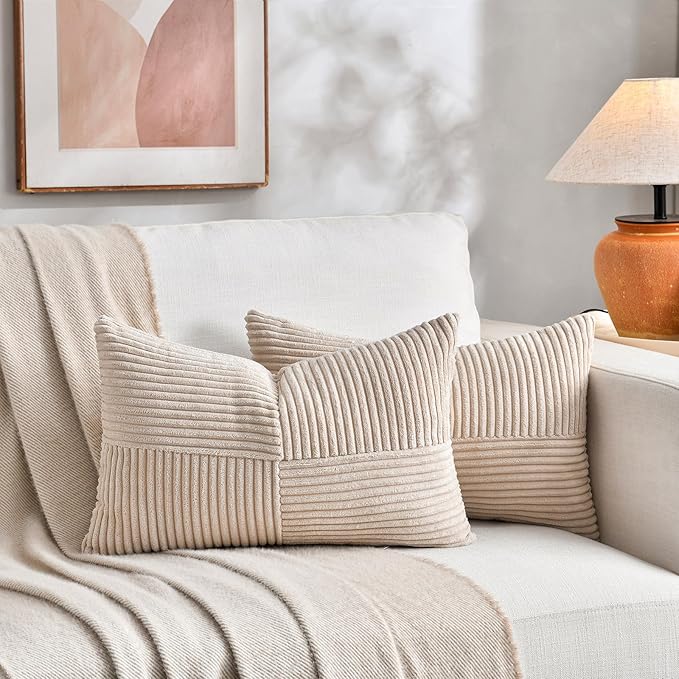Fancy Homi 2 Packs Tan Lumbar Decorative Throw Pillow Covers 16x28 Inch - Image 6