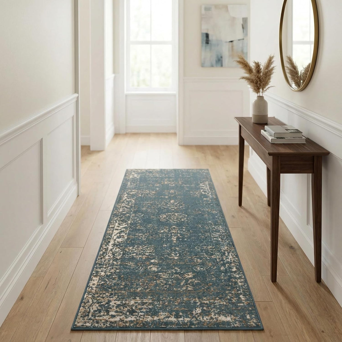 Unique Loom Sofia Collection Area Rug - Casino (2' x 6' 7" Runner, Blue/ Ivory)