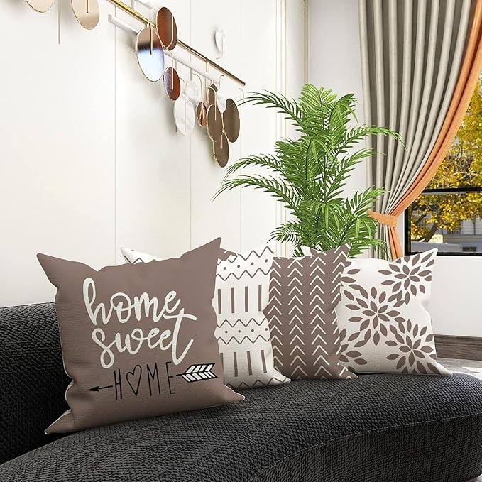 YCOLL Pillow Covers 18x18 Set of 4, Modern Sofa Throw Pillow Cover, Decorative - Image 2