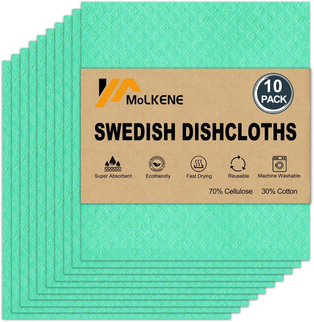 MoLKENE Swedish Dishcloths for Kitchen, 10 Pack Reusable Paper Towels
