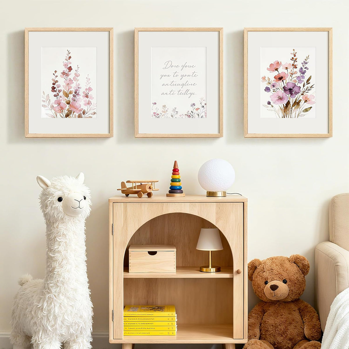upsimples 16x20 Picture Frame Solid Wooden, Nursery Wall Frames Set of 3