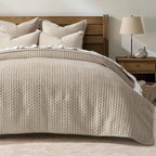 EverGrace Cross-Stitch Velvet Quilt Set, King Size, Light Taupe