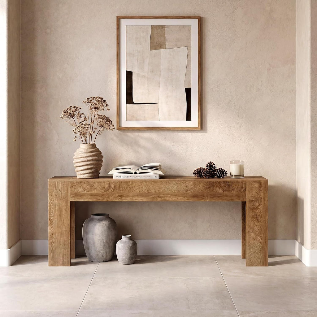 LITTLE TREE 78.74 Inches Extra Long Console Table, Farmhouse Sofa Table Behind Couch, Large Foyer Hallway Entryway Table for Entrance, Living Room, Oak