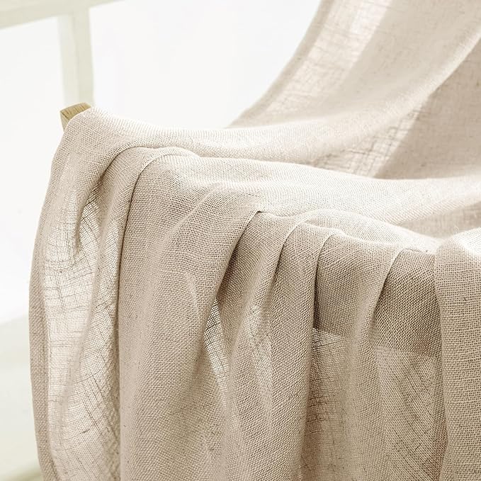 MIULEE Light Taupe Linen Curtains 96 Inches Long 2 Panels - Image 6