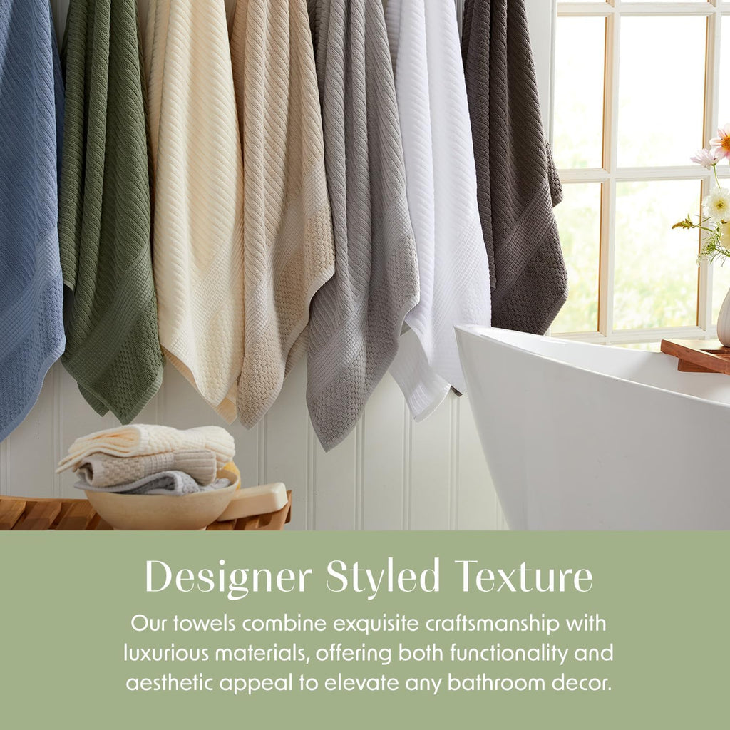 100% Cotton Bath Towel Set | 6-Piece Set | Textured | Blue
