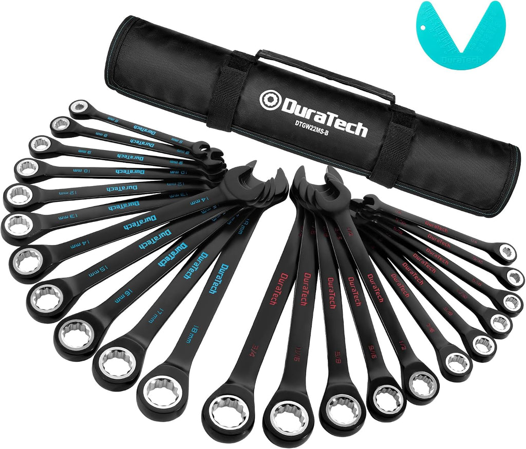 DURATECH 22-Piece Ratcheting Wrench Set,  Metric&SAE, Black Electrocoat