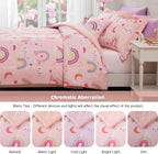 Twin Comforter Set for Girls-3 Pieces Rainbow Glow in the Dark Twin Bedding