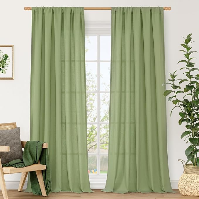 LAMIT Sage Green Linen Curtains by LAMIT