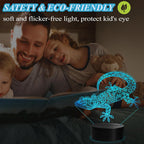 Leopard Gecko 3D Night Light, 16 Colors with Remote Control, Timer, RGB Flashing Mode, Dimmable LED Illusion Lamp, Lizard Accessories for Birthday Holiday Christmas Decor