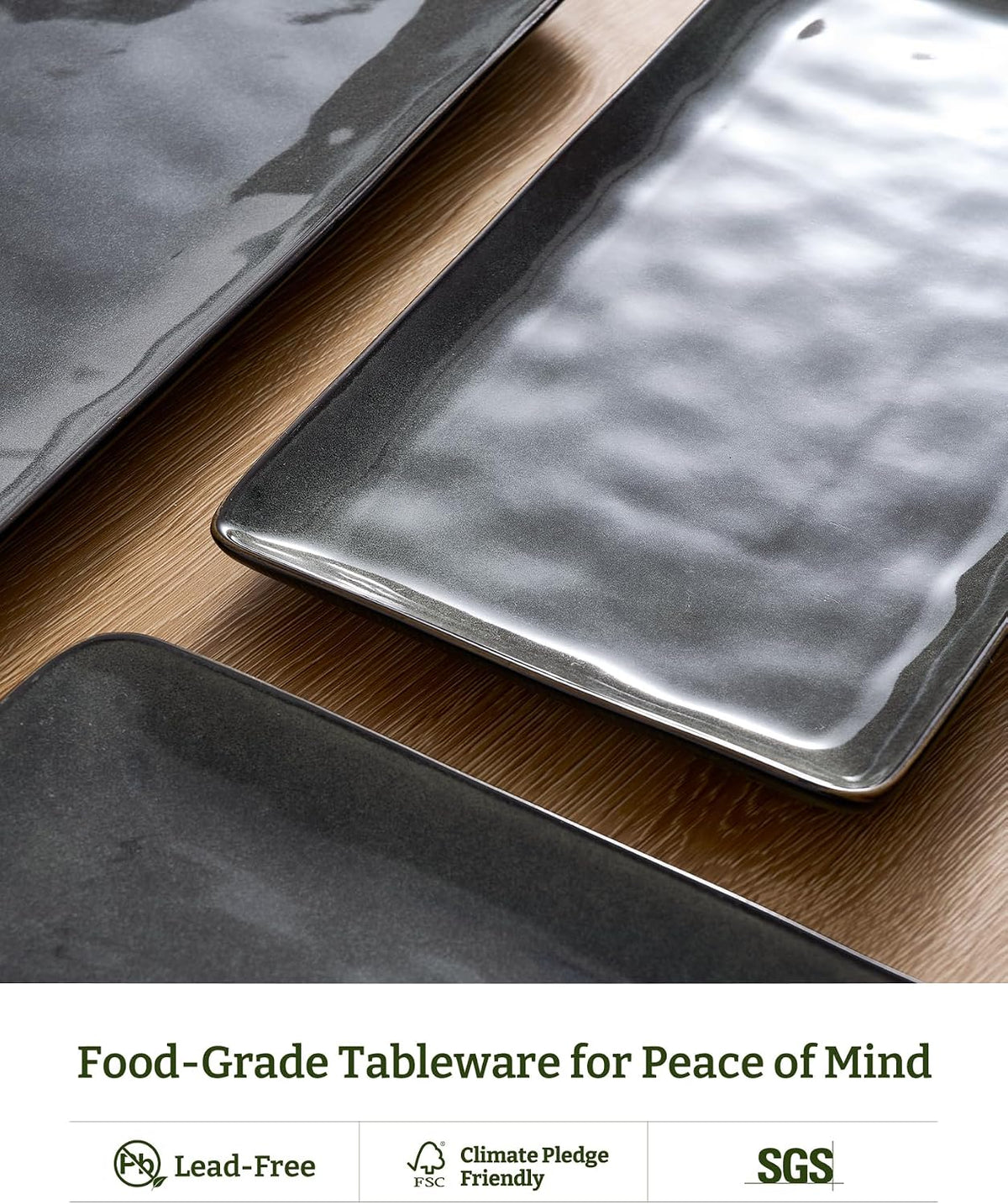 Famiware Serving Platters Set of 3 Sizes - Rectangular, Deep Forest