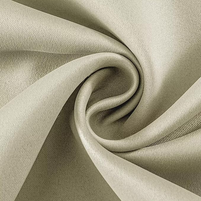 Joydeco Light Beige Custom Solid Single Blackout Curtain - Image 3