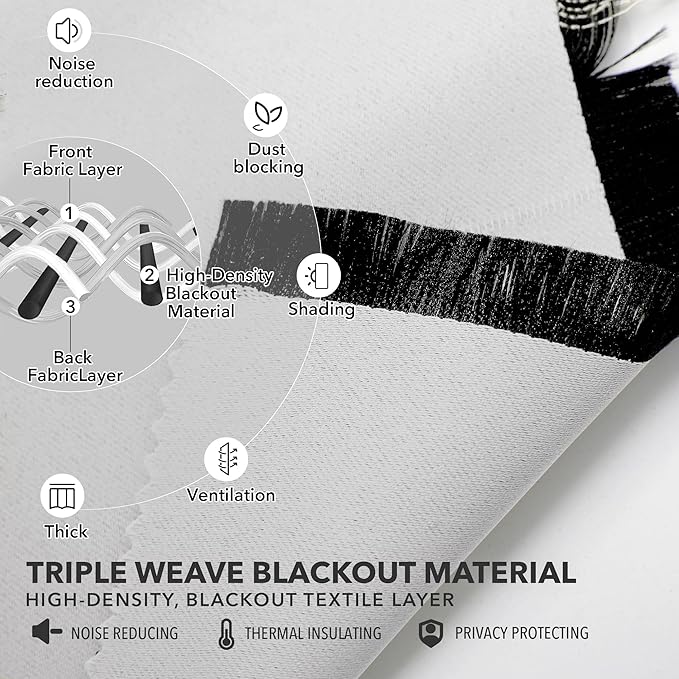 Deconovo Blackout Curtains, Thermal Insulated, W52 x L84 2 Panels, Back Tab - Image 4