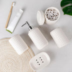 White Bathroom Accessory Set 5PCS, Ceramic Bathroom Accessories Set, Classic Design Bathroom Accessories Sets Complete, Home Apartment Modern Bathroom Decor Vanity Countertop, ANTIS'S HOME