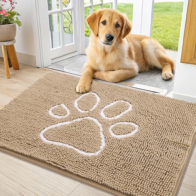 Smiry Dog Door Mat for Muddy Paws, Absorbent Dirt Trapper Non Slip Quick Dry by Smiry