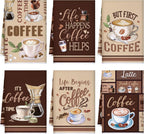 Bencailor 6 Pcs Coffee Kitchen Towels Decorative Dish Towels Sets