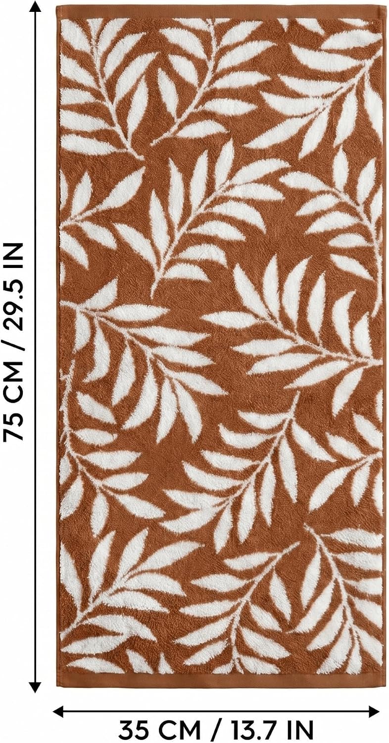 Artoid Mode 2 Pcs Beige Caramel Leaves Jacquard Hand Towels for Bathroom, 100% Cotton Soft Absorbent Bathroom Decor Towels, 13.7 x 29.5 Inch